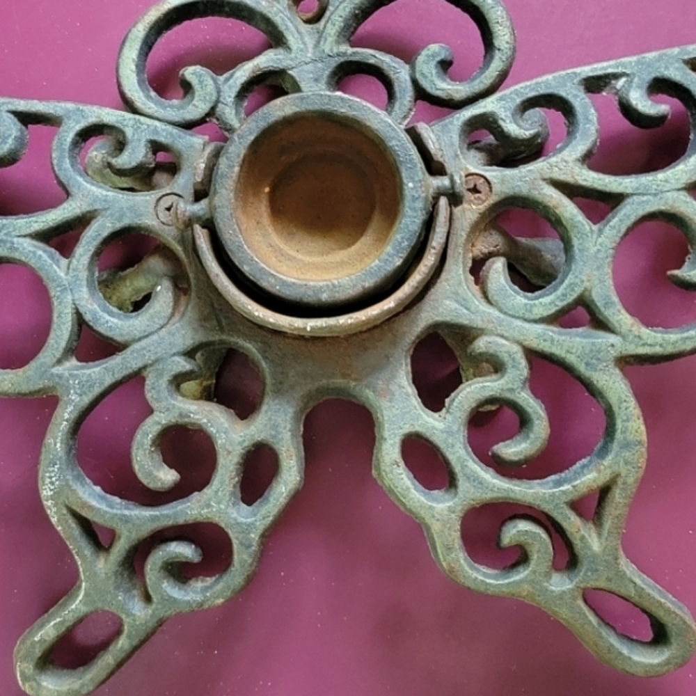 Cast Iron Garden Butterfly Candle Holder Wall Sconce Or Tabletop - Picture 11 of 14